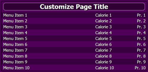 Digital Menu Board - 10 Items in Purple color