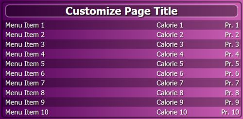 Digital Menu Board - 10 Items in Purple color