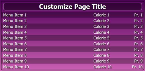 Digital Menu Board - 10 Items in Purple color