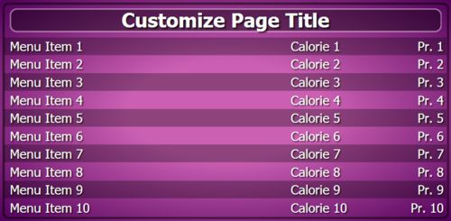 Digital Menu Board - 10 Items in Purple color