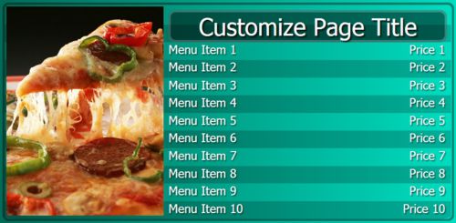 Digital Menu Board - 10 Items in Teal color