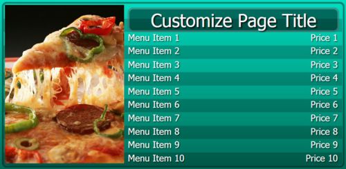 Digital Menu Board - 10 Items in Teal color