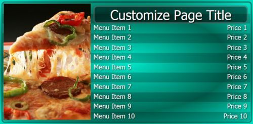 Digital Menu Board - 10 Items in Teal color