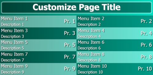 Digital Menu Board - 10 Items in Teal color