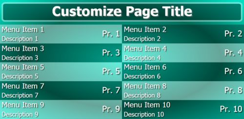 Digital Menu Board - 10 Items in Teal color