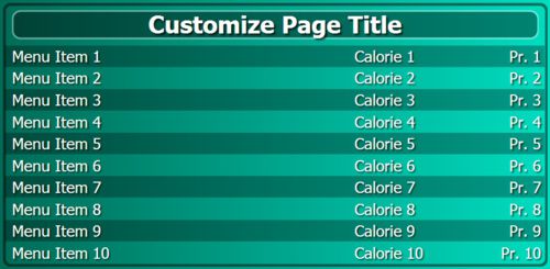 Digital Menu Board - 10 Items in Teal color