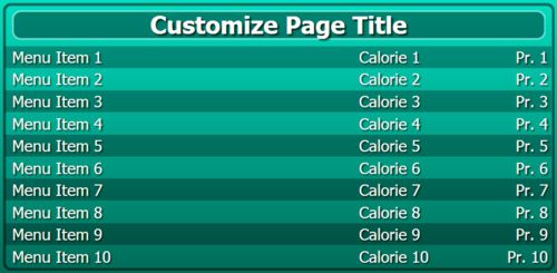 Digital Menu Board - 10 Items in Teal color