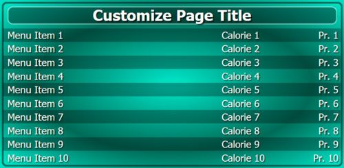 Digital Menu Board - 10 Items in Teal color