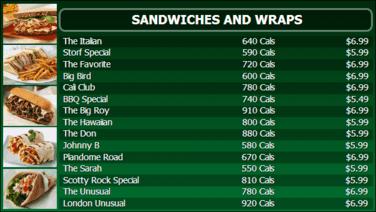 Digital Menu Board - 15 Items in Green color