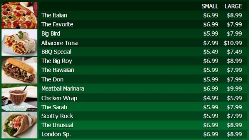 Digital Menu Board - 15 Items with 2 Price Levels in Green color