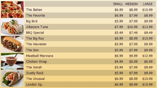 Digital Menu Board - 15 Items with 3 Price Levels in Yellow color