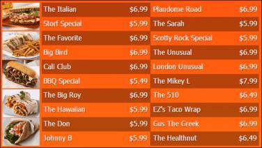 Digital Menu Board - 20 Items in Orange color