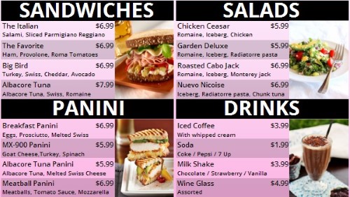 Digital Menu Board - 20 Items in Pink color