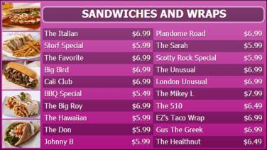 Digital Menu Board - 20 Items in Purple color