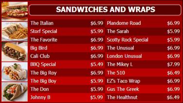 Digital Menu Board - 20 Items in Red color