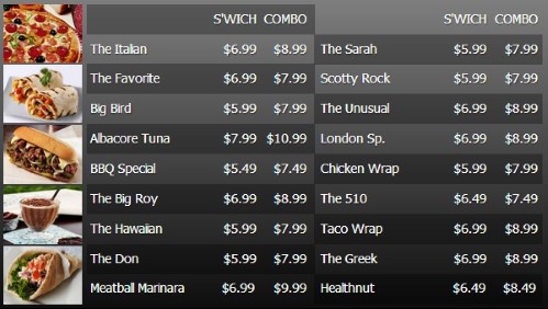 Digital Menu Board - 20 Items with 2 Price Levels in Black color