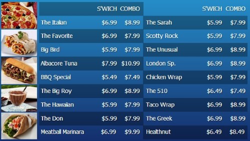 Digital Signage Template for Digital Menu Board - 20 Items with 2 Price Levels