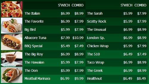 Digital Menu Board - 20 Items with 2 Price Levels in Green color