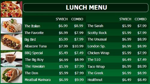 Digital Menu Board - 20 Items with 2 Price Levels in Green color