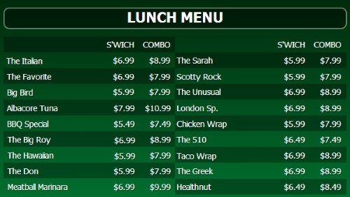 Digital Menu Board - 20 Items with 2 Price Levels in Green color