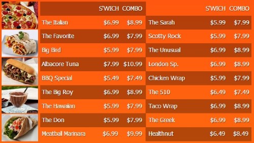 Digital Menu Board - 20 Items with 2 Price Levels in Orange color