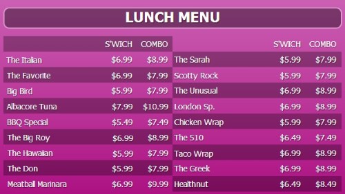 Digital Menu Board - 20 Items with 2 Price Levels in Purple color