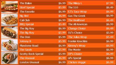 Digital Menu Board - 30 Items in Orange color