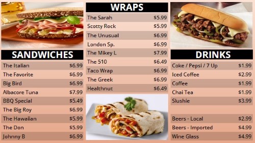 Digital Menu Board - 30 Items in Orange color