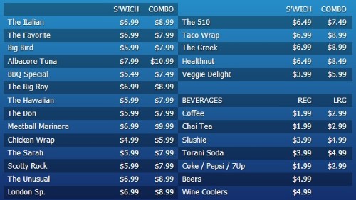 Digital Menu Board - 30 Items with 2 Price Levels in Blue color