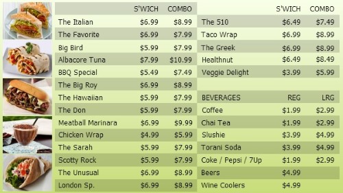 Digital Menu Board - 30 Items with 2 Price Levels in Green color