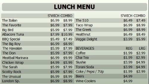 Digital Menu Board - 30 Items with 2 Price Levels in Grey color