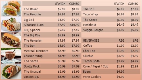 Digital Menu Board - 30 Items with 2 Price Levels in Orange color