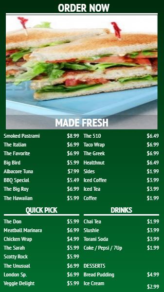 Digital Menu Board - 32 Items - Modern Style in Green color