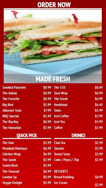 Digital Menu Board - 32 Items - Modern Style in Red color