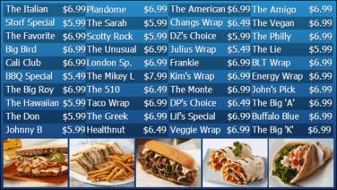 Digital Menu Board - 40 Items in Blue color