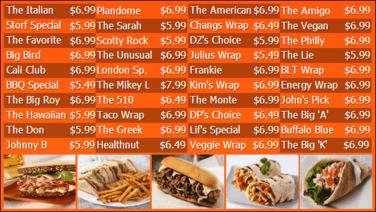 Digital Menu Board - 40 Items in Orange color