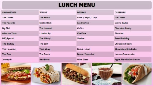 Digital Menu Board - 40 Items in Pink color