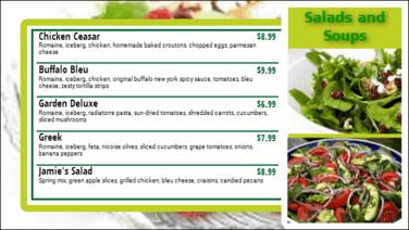 Digital Menu Board - 5 Items in Green color