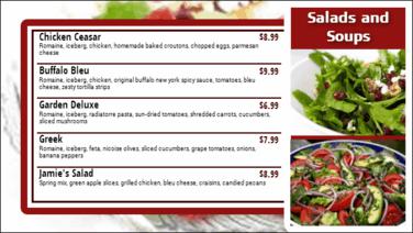 Digital Menu Board - 5 Items in Maroon color