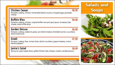 Digital Menu Board - 5 Items in Orange color