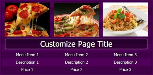 Digital Menu Board - 3 Items in Purple color