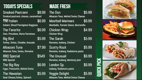 Digital Menu Board - Banner Style - 16 Items in Green color