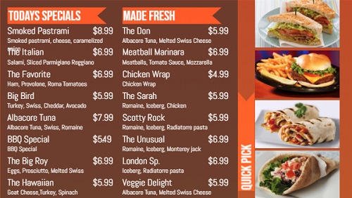 Digital Menu Board - Banner Style - 16 Items in Orange color