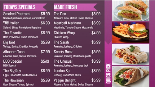 Digital Menu Board - Banner Style - 16 Items in Purple color