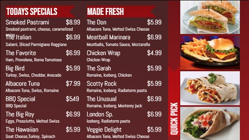 Digital Menu Board - Banner Style - 16 Items in Red color