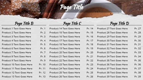 Digital Signage Template for Digital Menu Board - Coffee - 39 Items
