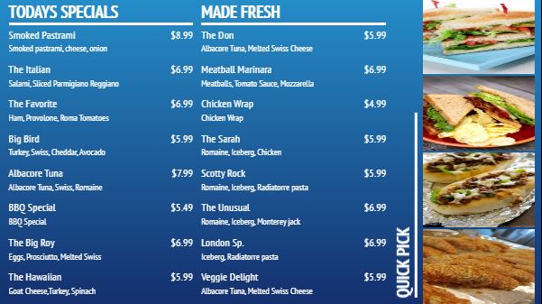 Digital Menu Board - Elegant - 16 Items in Blue color