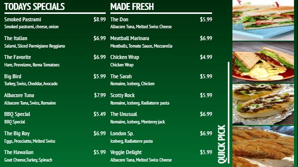 Digital Menu Board - Elegant - 16 Items in Green color