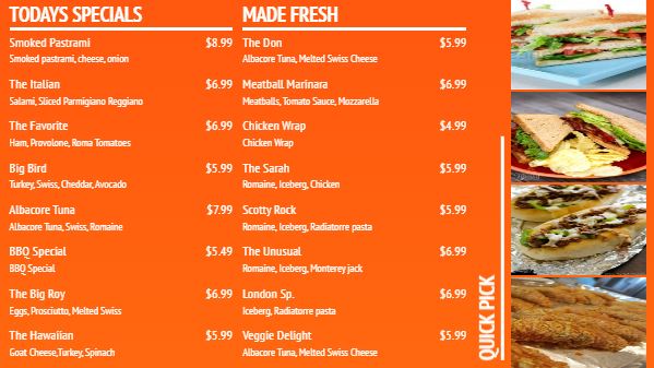 Digital Menu Board - Elegant - 16 Items in Orange color