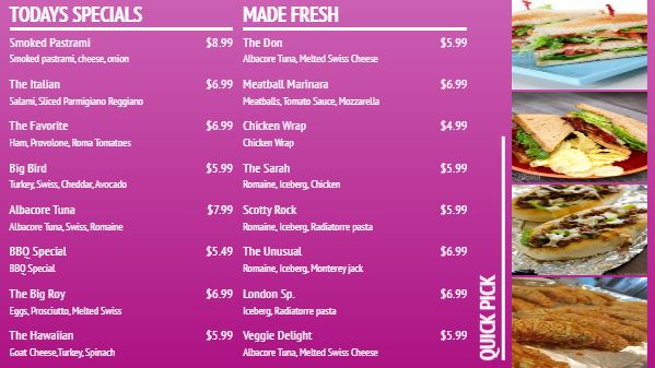 Digital Menu Board - Elegant - 16 Items in Purple color